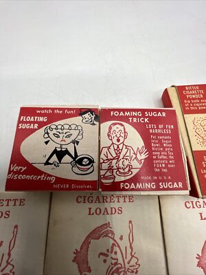 cigarette powder Novelty Supply Vintage 1950's Bitter Cigarette Powder Gag Ephemera Prank  LOT