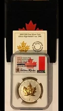 2023 $20 Canada Silver Maple Leaf Ultra High Relief Gilt NGC Reverse PF70 FDOI!