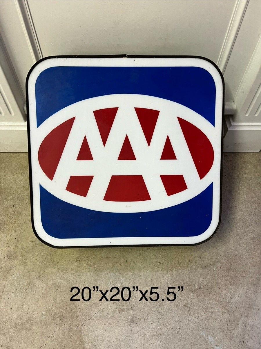 VINTAGE TRIPLE AAA APPROVED ORIGINAL BOX SIGN GAS OIL SIGN GARAGE