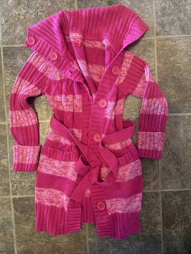 Cherry Stix VTG Knitted Girls Size 6 Sweater Cardigan Button Up Pink