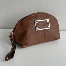 Edina Ronay London Brown Real Leather Clutch Make Up Pouch Bag