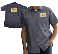 Coors Banquet Beer Red Kap Work Shirt Utility Button Up L Navy Back Logo Pockets
