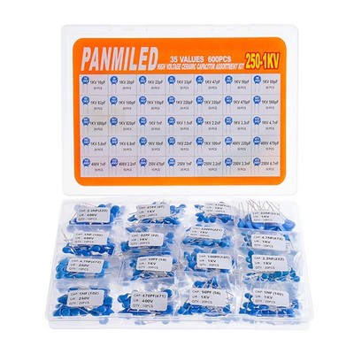 PANMILED 35 Values 600 Pieces High Voltage Ceramic Disc Capacitor Assortment...
