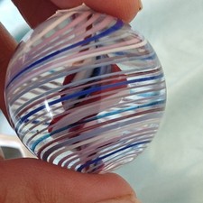 Art Glass Marble Multicolor Excellent Latticino Swirl Orb 20a