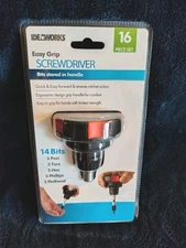 Easy Grip 16-Piece Screwdriver Set with Handle Bit Storage & Rubber Grips