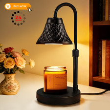 Adjustable Candle Warmer Lamp with Timer: Mothers Day 5.1 inches, Metal Black