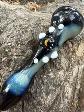 Blk Moon And Star Glass Pipe Chillum. Made In USA
