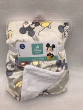 Disney Baby Mickey Mouse Tan Baby Blanket White Sherpa Security Lovey Plush NEW