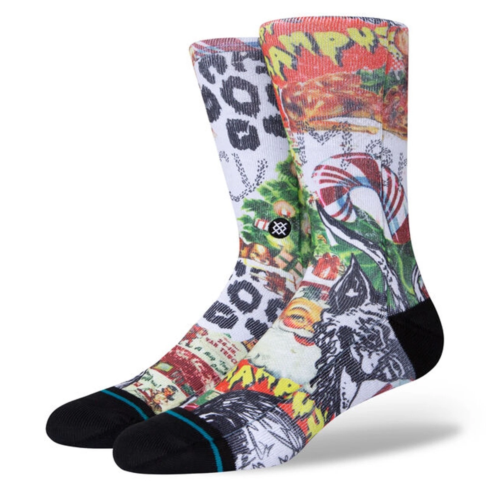 Stance Adult White Crew Polyester Holiday Merry Krampus Casual Socks Sz M 8-10.5