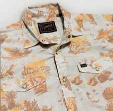 Howler Brothers H Bar B Pearl Snap Size LG Short Sleeve Coyotes Desert Khaki Tan