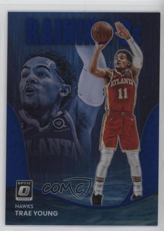 2022-23 Panini Donruss Optic Raining 3s Blue Prizm 12/49 Trae Young #8 16ze