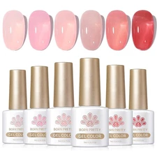 Born Pretty Jelly Gel Nail Polish Set Sheer Nude Pink 