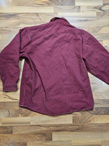Carhartt XL Tall Flannel Lined Shirt Jacket Burgundy Canvas Workwear Heavyweight - Picture 11 of 11