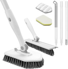 Shower Scrubber with Long Handle, 4 in 1 Tile Tub Scrubber Brush with 3