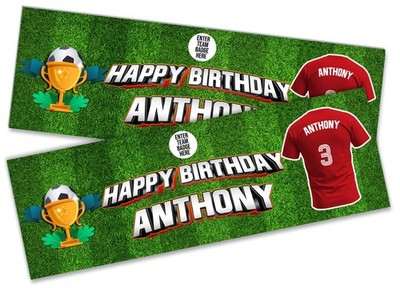 Personalised Football Birthday Banner Any Name Age Team - Custom Kids Party 44