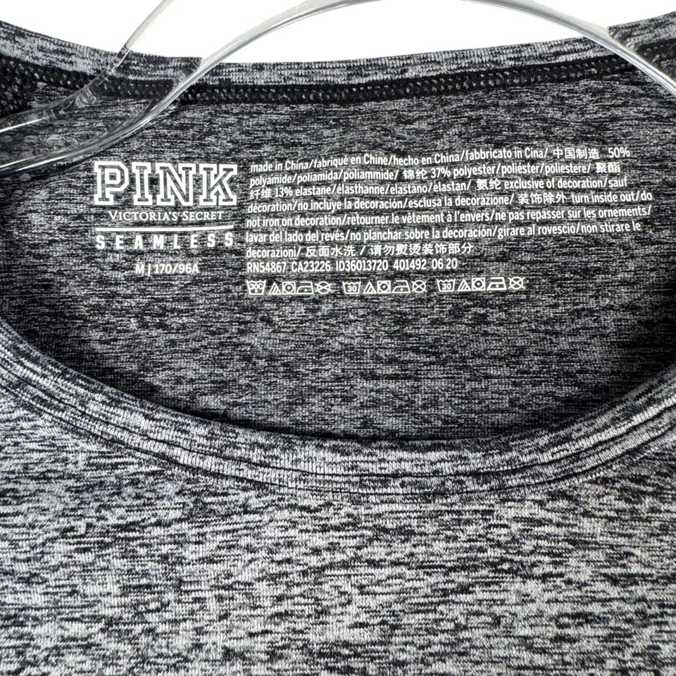PINK VS Top Corto Sin Costuras S Gris Jaspeado Manga Larga Agujero para el Pulgar Gimnasio Ropa Activa Foto 3 de 4