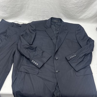 Brioni Blazer 44R Super 150s Black Suit Navy Pinstripe 36x29 pants