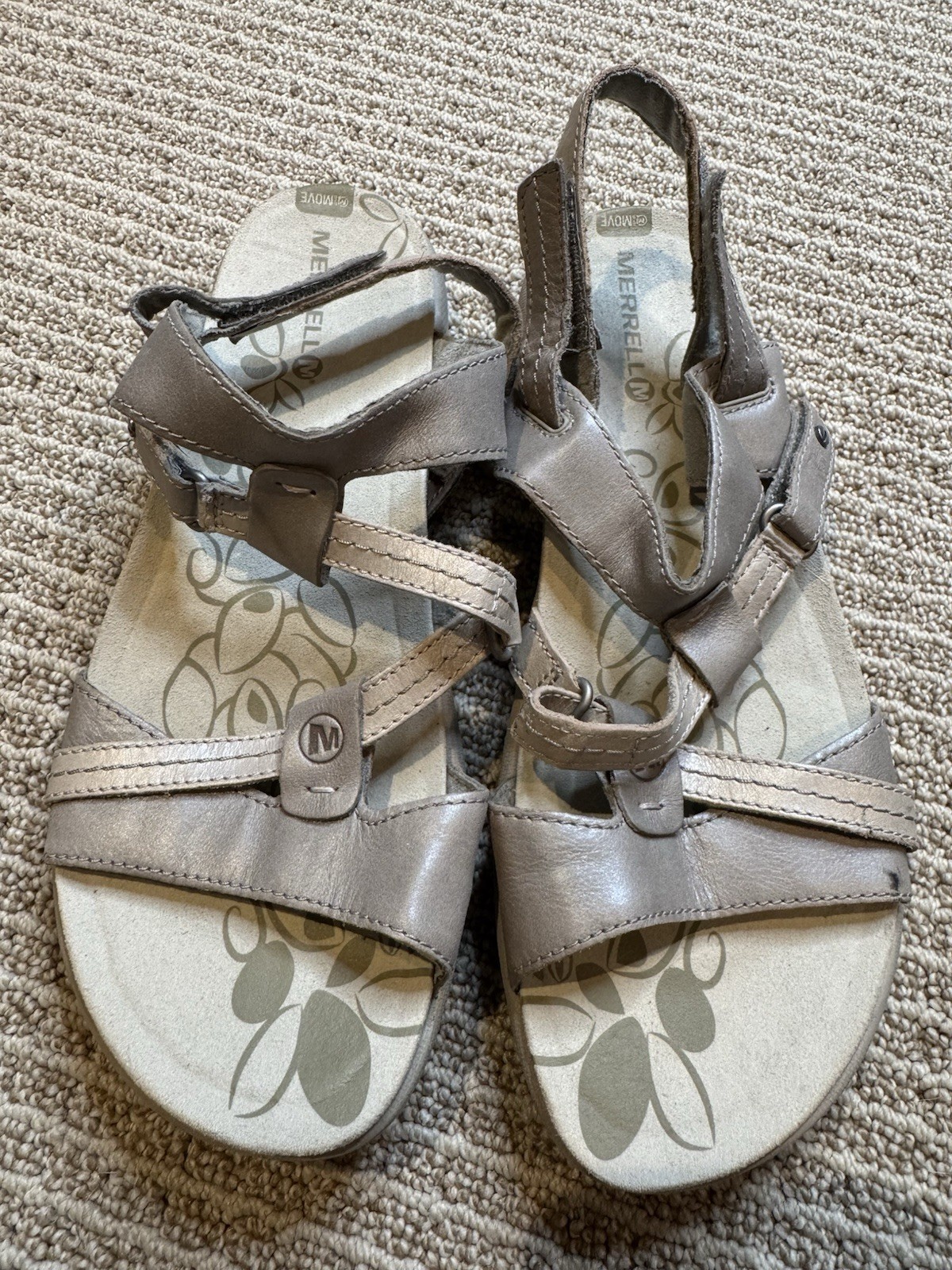 Merrell sandali donna agave sontuosi colore alluminio scarpe vera pelle taglia 9