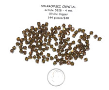 Swarovski Bicone Beads 5328 - 4mm - OLIVINE COPPER - 144 Pieces