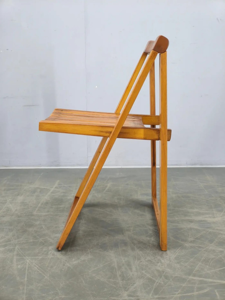 Mid Century Trieste Wooden Folding Chair Aldo Jacober for Alberto