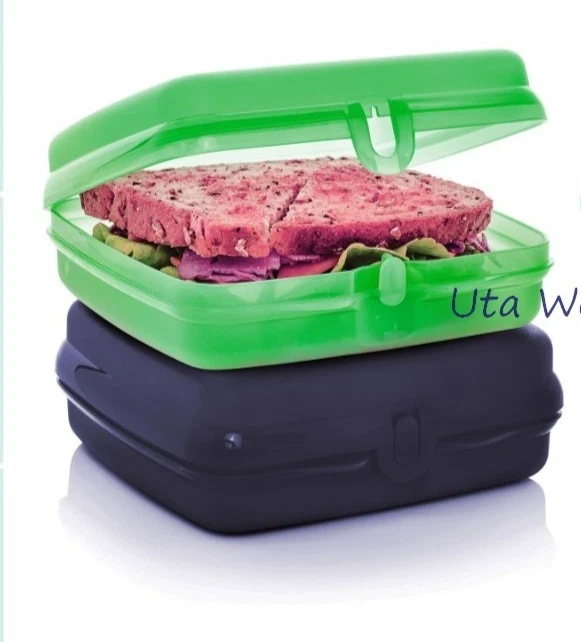 Tupperware Eco+ Sandwich Box Lunch Box To Go School Nursery Work Vesper Bread Box Set of 2