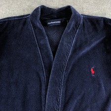 Polo Ralph Lauren Mens Navy Blue Terry Cloth Robe S/M Embroidered Pony Logo Prep