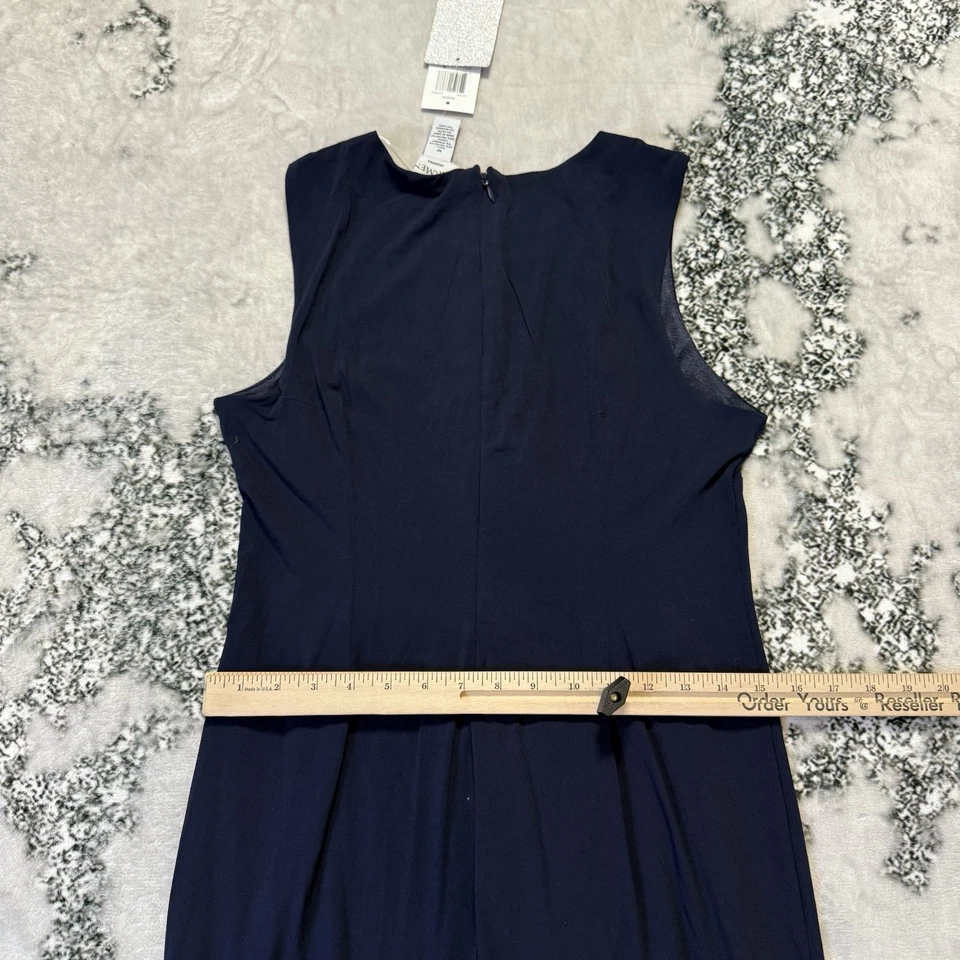 Carmen Marc Valvo Dress Womens Size M Navy Blue Lace up Grommet Trim Sheath - Image 4 of 4