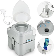 Camping Toilet Portable 5.3 Gal: 20L Porta Potty for Adults with Diagonal Elonga