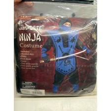 Fun World Complete Ninja Costume Boys Medium 8 Blue Black 7 Piece Set 8735BWM