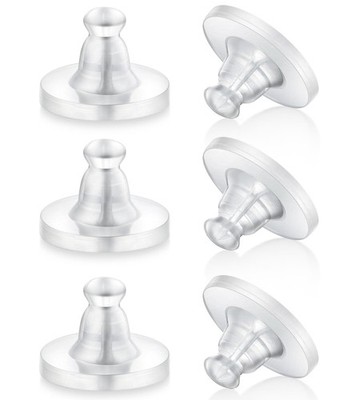 100 Pcs Clear Silicone Earring Backs for Studs, Plastic Rubber Pierced Ear Stops