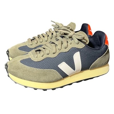 NEW Veja Rio Branco Sneakers Womens 38 Green Navy Alveomesh Suede Retro Runner