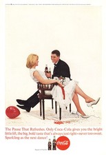 1963 Coca Cola: Couple, Balloon Vintage Print Ad