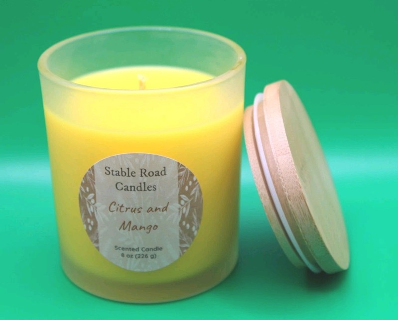 Citrus & Mango Jar Candle. Perfect for  Summer. Homemade 8 oz Coconut Beeswax...