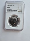 SILVER 1967 P MS67 SMS KENNEDY HALF DOLLAR GRADED NGC 50C S MINT 40% AG COIN