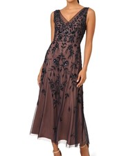 Adrianna Papell Women's Beaded Mesh Dress, 12
