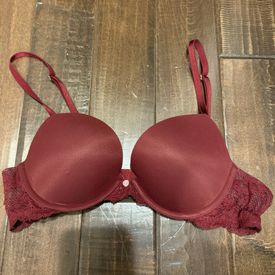 Victoria's Secret Dream Angels Push-Up Underwire Lace Bra Burgundy Red 36B