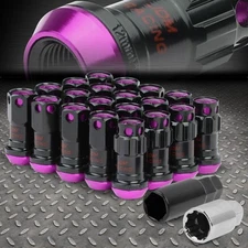 CLOSED END PURPLE ALUMINUM SPLINE 16 WHEEL LUG+4 LOCK NUT+KEY M12X1.5 22MMx45MM
