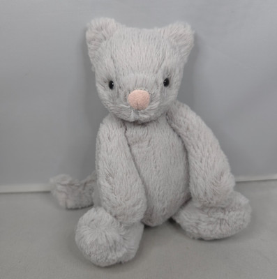 Jellycat - Bashful Kitty - kleines silbernes Plüschtier Kuscheltier 7 Zoll nicht mehr produziert komplett graue Katze