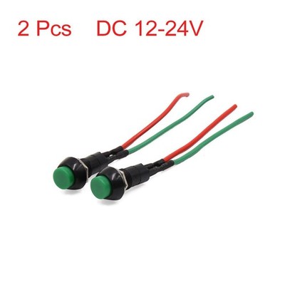 2 Pcs Round Wired Momentary Push Button Switch DC 12-24V for Car Motorcycle