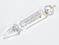 6 FACETED GROVED PRISM DOUBLE CRYSTAL FOR CHANDELIER CRAFTS REPURPOSE 3 1/2 INCH