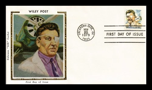 DR JIM STAMPS US COVER WILEY POST AVIATION PIONEER AIR MAIL FDC COLORANO SILK