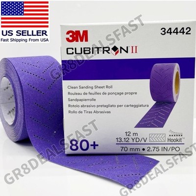 3M 34442 Cubitron II Hookit Clean Sanding Sheet Roll Primer Filler (80 Grit) 