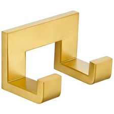 Brushed Gold Towel Hook 304 Stainless Steel Square Double Robe Wall Mounted