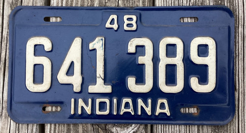 1948 INDIANA  LICENSE PLATE - ORIGINAL TAG