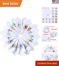 Set of 18 Ladies Cotton Handkerchiefs with Exquisite Floral Embroidery  Lace