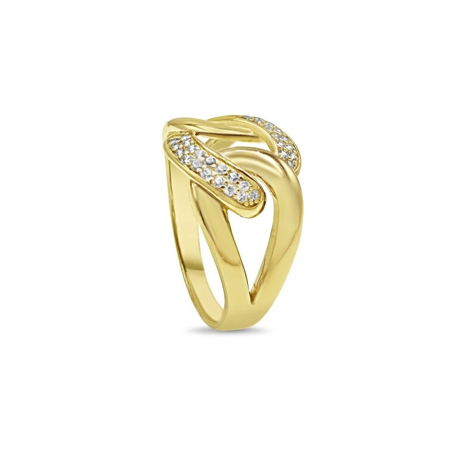 Anillo nudo cadena eslabón cubano oro amarillo 10K unisex Foto 2 de 4