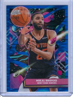 2025-26 Topps Cosmic Chrome #80 Mikal Bridges Blue Moon Refractor 41/99 - Knicks