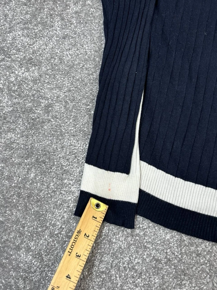 Suéter De Colección Salvatore Ferragamo Para Mujer Mediano Azul Blanco Algodón Tejido Cremallera Completa * Foto 4 de 4