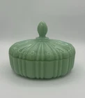 Fire King Anchor Hocking Jadeite Jadite Cafe Covered Candy Dish Jade ite Glass