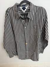 Tommy Hilfiger XXL Trim Fit Gray Striped Button Down Shirt Mens